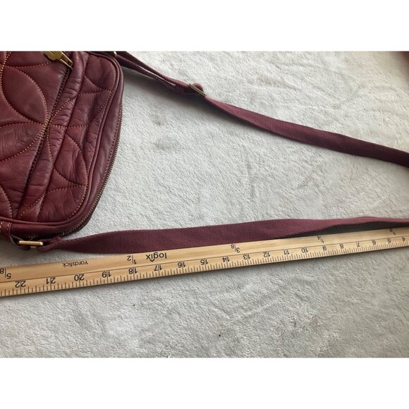 Eric Javits Burgundy Red Quilted Leather Crossbody Bag Gold hardware - Picture 12 of 14